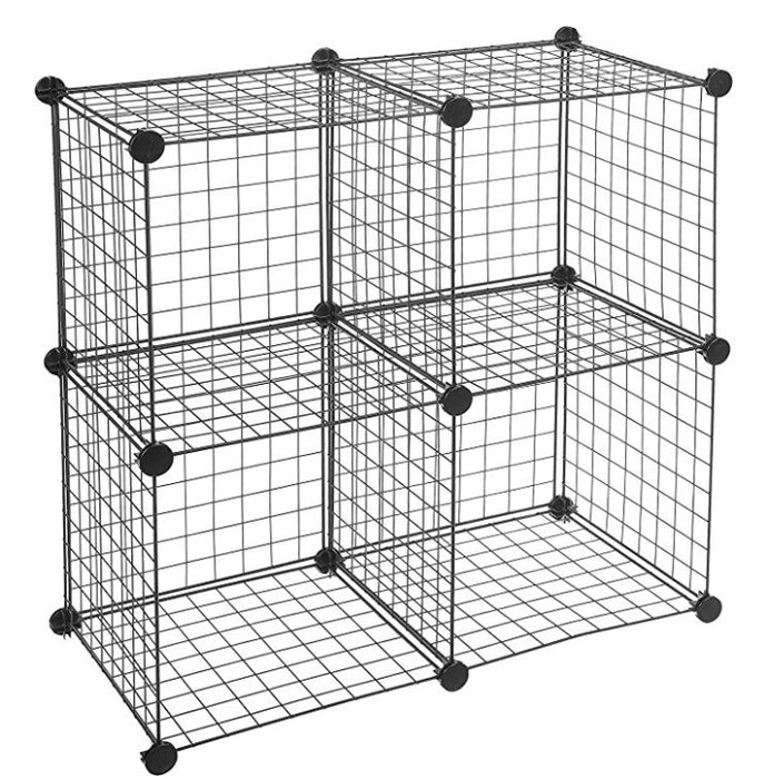 [Self Collect] DIY Cubes Steel Mesh Storage Rack Multi Function Storage Organizer Tool Free DIY Bookshelf Bookcase Wardrobe Cabinet