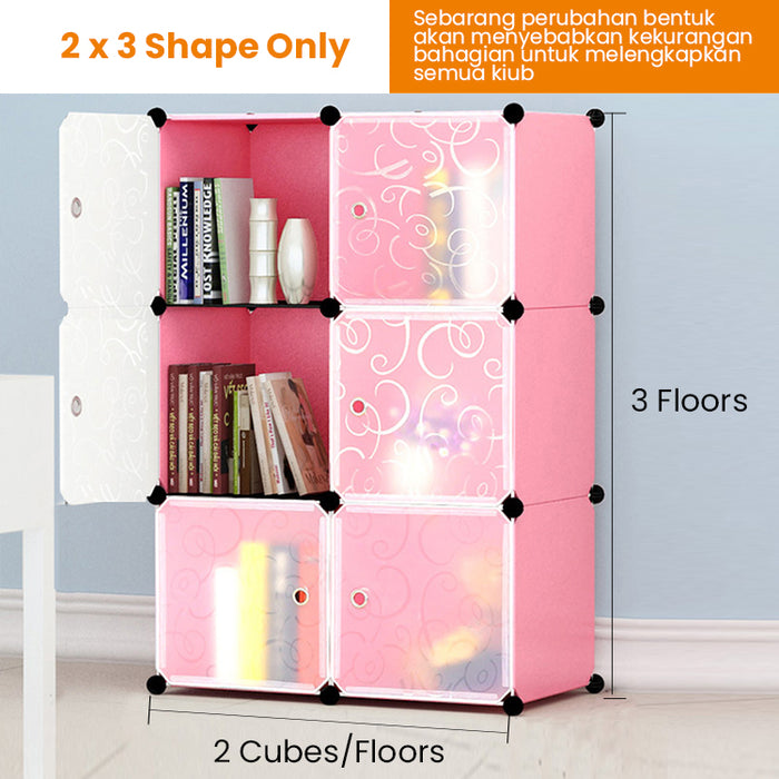 Free Shipping~ DIY 6 Cube Almari Wardrobe Large Capacity Creative Storage Cabinet