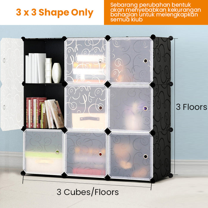 Free Shipping~ DIY 9 Cube Almari Wardrobe Large Capacity Creative Storage Cabinet